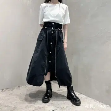 BANK 모즈 스커트 black x black