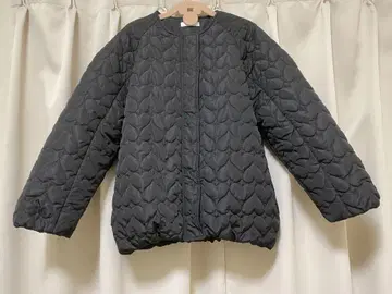 새상품급 블랙 하트 무늬 퀼팅 패딩 자켓