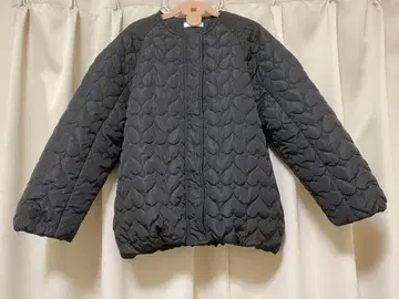 새상품급 블랙 하트 무늬 퀼팅 패딩 자켓