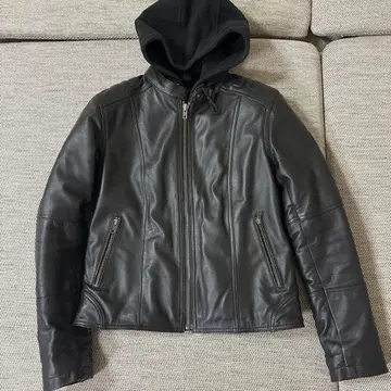 데크너 Frau degner 후드 부착 가죽 자켓