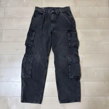 GAP 배기 데님 카고 팬츠 블랙