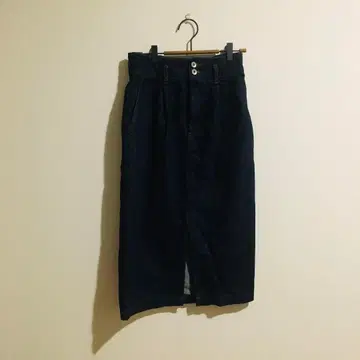 [롱 스커트] 데님 타이트 슬릿 허리밴딩 면100% F 사이즈