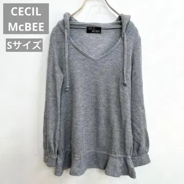 [세실 맥비] CECIL McBEE 후드 부착 그레이 니트 스웨터 라메