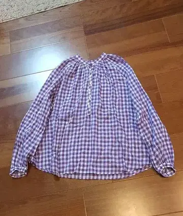 MACPEE 체크 패턴 긴팔 셔츠 면린넨 맥피