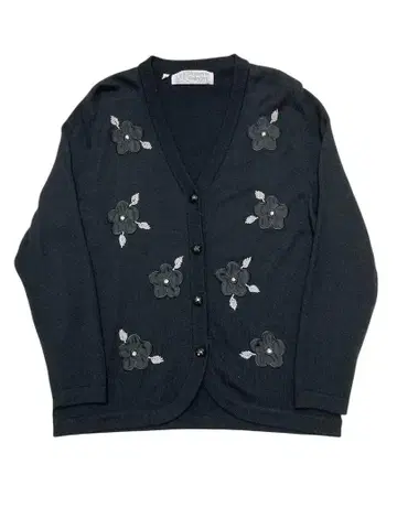 80s vintage 블랙 가디건 꽃무늬 이탈리아 유럽 구제 의류