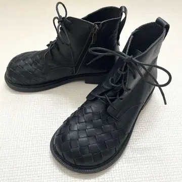 [새상품급] 히나 그린 라벨 천연 가죽 레이스업 숏부츠 23.5cm