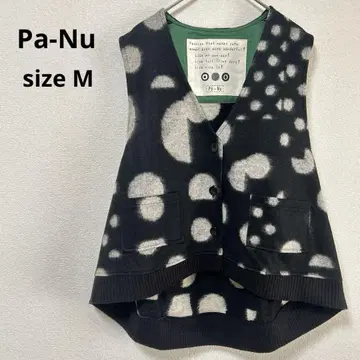 [레어] Pa-Nu 슬리브리스 베스트 M 블랙 패턴 제품 일본제 레이어드