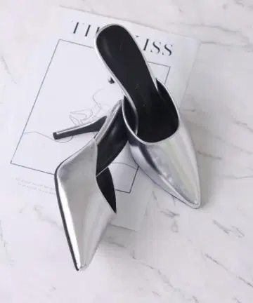스틸레토 핑힐 뮬 한정 상품 실버 XL 24.5 25