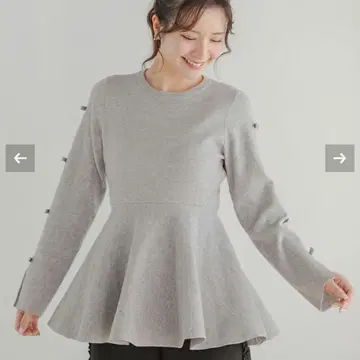 fitmore 소매 리본 페플럼 니트