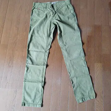 올리브색 워크 팬츠 조정 가능 허리