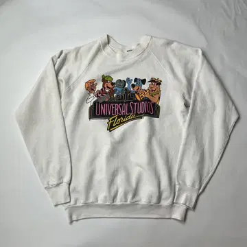 90s 유니버셜 스튜디오 플로리다 맨투맨 화이트 L 래글런