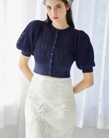 etreloin 리본 자수 레이스 타이트 스커트