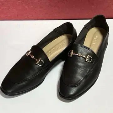 LE TALON 가죽 로퍼 블랙 골드 버클 24.5cm