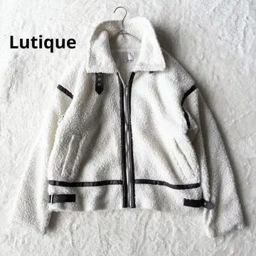 루 보아 자켓 집업 아우터 L 화이트 포켓