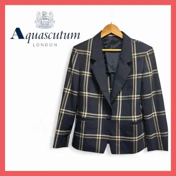 Aquascutum 체크 무늬 테일러드 자켓 9호 여성용 울