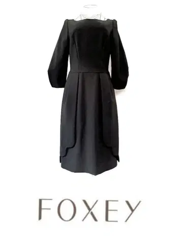 폭시 뉴욕 볼륨 슬리브 스캘럽 원피스 블랙 38