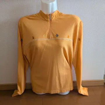 오렌지 하프 지퍼 긴팔 의류