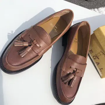 미사용 REGAL 2641 태슬 로퍼 주름 가죽 브라운 24cm
