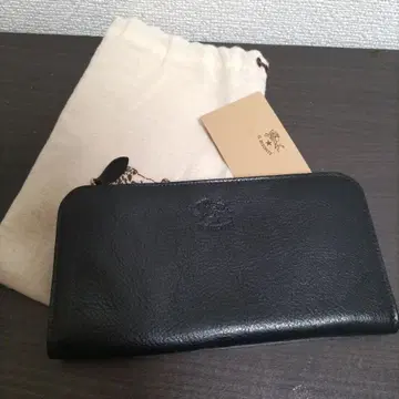 새상품 일비종떼 천연 가죽 가죽 지갑 L자 라운드 지갑 블랙 블랙