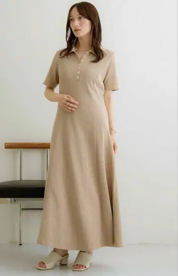NOAHL 노알 카라 부착 써멀 원피스 베이지