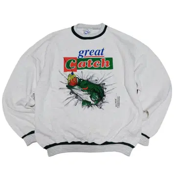 90s 빈티지 블랙버스 프린트 맨투맨 XL 화이트