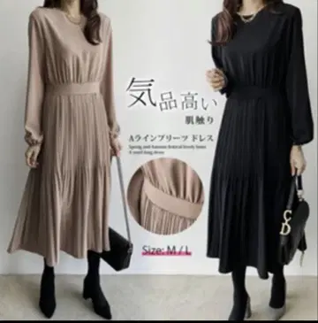 [미사용 새상품] A라인 플리츠 드레스 블랙