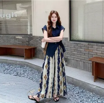 셔츠+프린트 팬츠 2세트 M사이즈 셋업