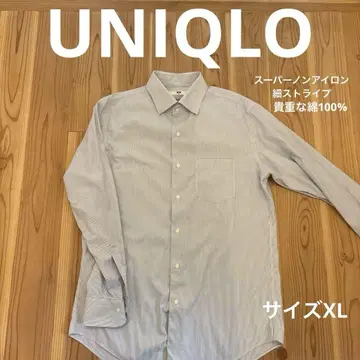 UNIQLO 슈퍼 논아이론 셔츠 가는 스트라이프 XL