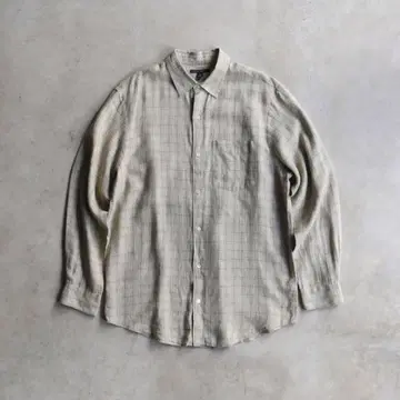 90s 바나나리퍼블릭 그래프 체크 린넨 긴팔 셔츠 M 베이지