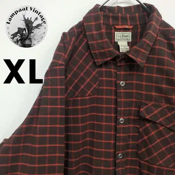 US 구제 의류 플란넬 셔츠 L.L.Bean 브라운 오렌지 XL