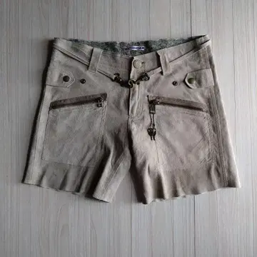 시착만 한 상품 JUNGLE CAT 천연 가죽 숏팬츠 베이지 가죽