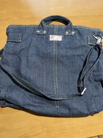 데님 토트백 인디고 카모플라쥬 내부 원피스 오브 블록