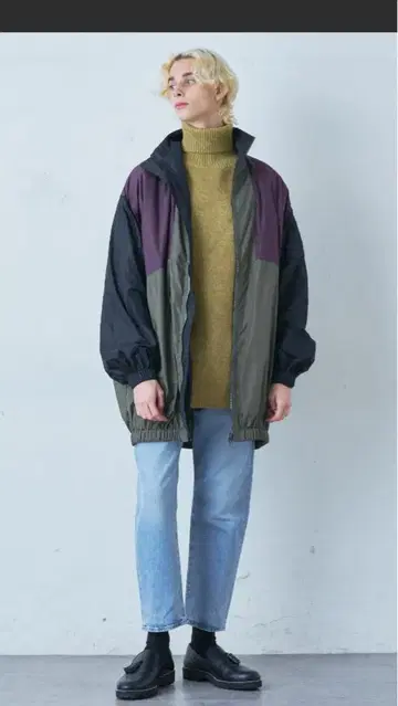 컬러 블록 나일론 자켓