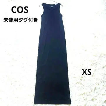 코스 슬리브리스 맥시 길이 원피스 롱 원피스 리브 블랙 심플