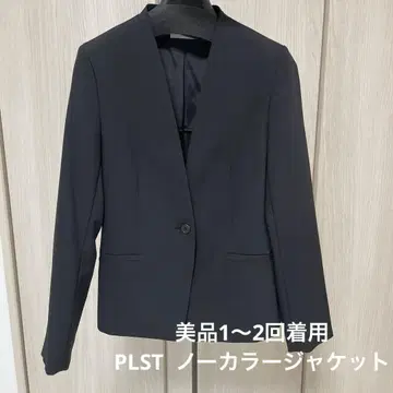 새상품급 1~2회 착용 PLST 폴리에스테르 옥스 노카라 자켓 블랙