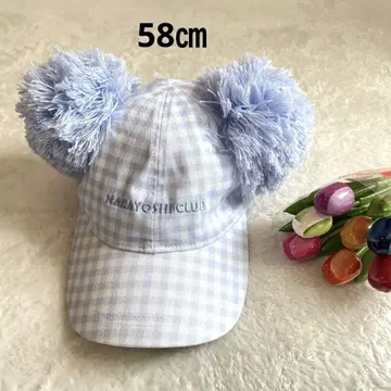 디즈니의 복슬복슬 귀 스카이블루 체크 캡 모자 나사요시 클럽 58cm