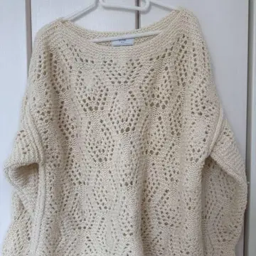 SLOBE 아이보리 크로 셰 뜨개질 니트 베이크루즈 이에나