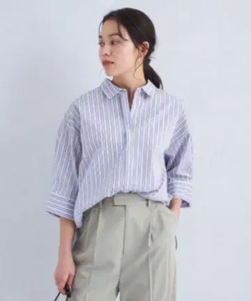 그린 라벨 릴랙싱 스트라이프 돌먼 셔츠
