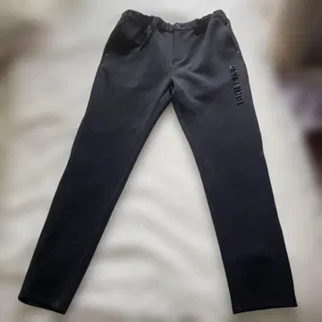 블랙 팬츠 허리밴딩 로고 프린트