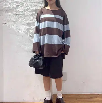 렙심 LEPSIM 소매 와이드 랜덤 보더 풀오버