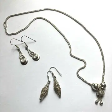 실버 목걸이 & 귀걸이 에스닉 패션