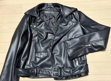 ZARA 인조 가죽 블랙 라이더 자켓 F