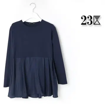 388 새상품 23구 안즈 씨 착용 내추럴 코튼 베어 콤비 페플럼 티셔츠