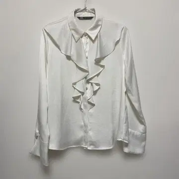 ZARA 자라 새틴 프릴 셔츠 긴팔 M 사이즈