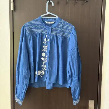 ZARA 자수 긴팔 셔츠 L 사이즈 파랑