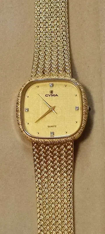 CYMA 골드 쿼츠 손목시계