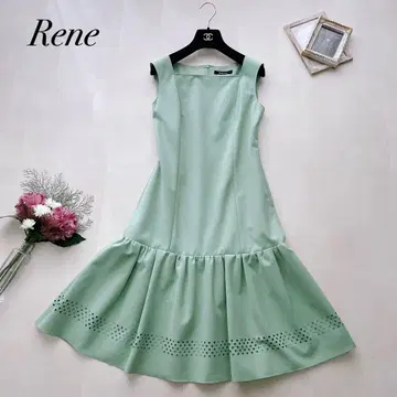 컨디션 최상 Rene 르네 원피스 핏앤플레어 워셔블 그린 34