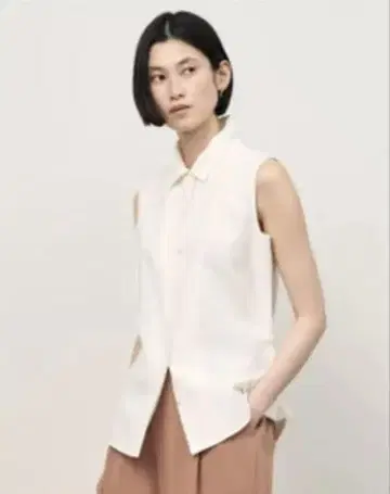소쥬 소프트 옥스 슬리브리스 블라우스 화이트 M