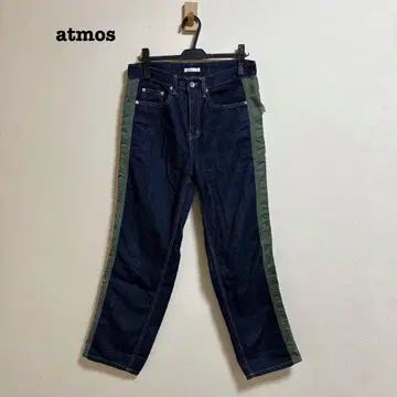 아토모스 사이드 라인 데님 팬츠 이소재 절개