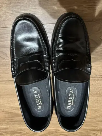 HARUTA 블랙 천연 가죽 로퍼 26.5 EEE